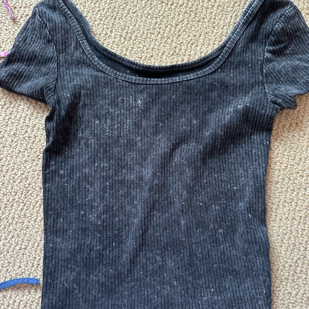 Wild Fable Charcoal Ribbed Top